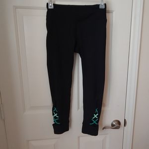 Gaiam corset workout yoga leggings XS black green